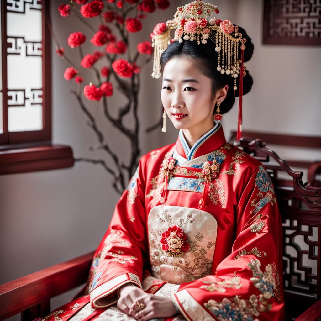 Chinese Bride in 18th Century Wedding Dress