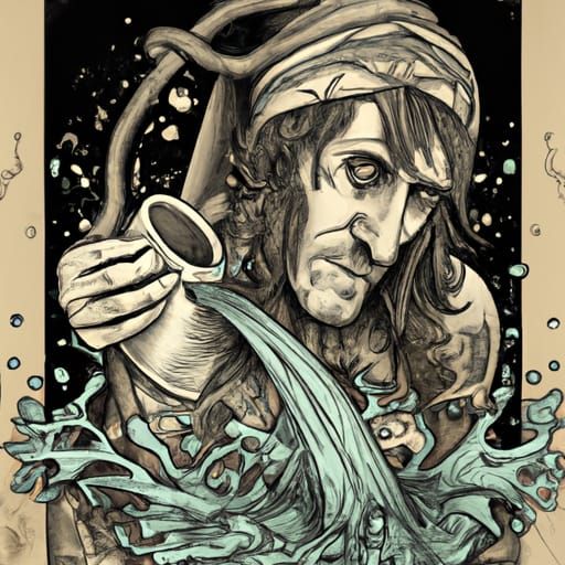 Aquarius Zodiac Tattoo in Old School Style