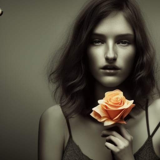 Woman with Rose: Portrait in the Style of Royo