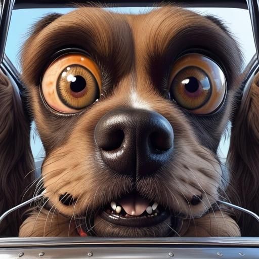 Angry Frowning Dog with Huge Eyes