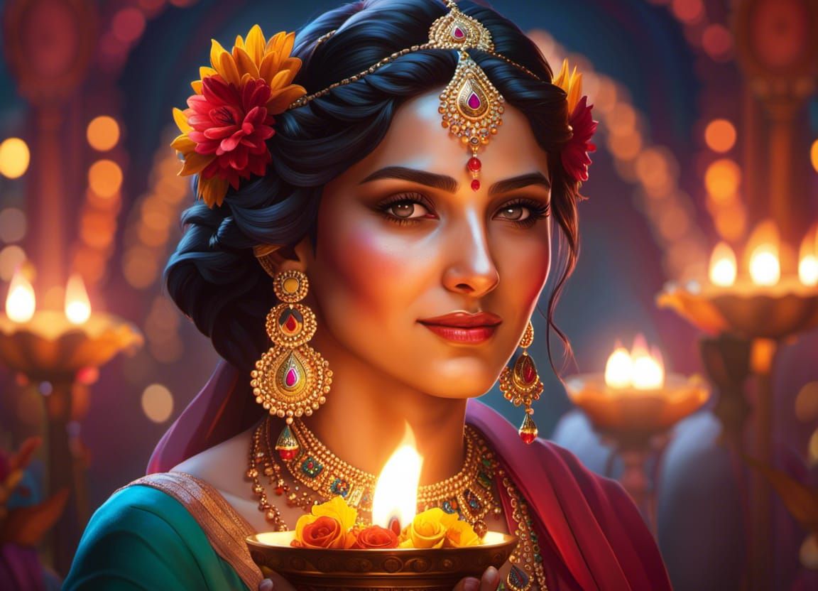 Diwali Celebration: Hyperdetailed Concept Art Portrait
