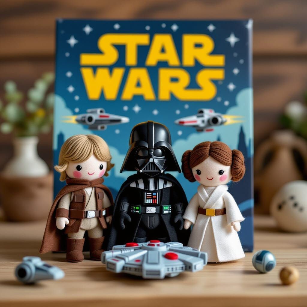 Star Wars Poster as Felt Dolls