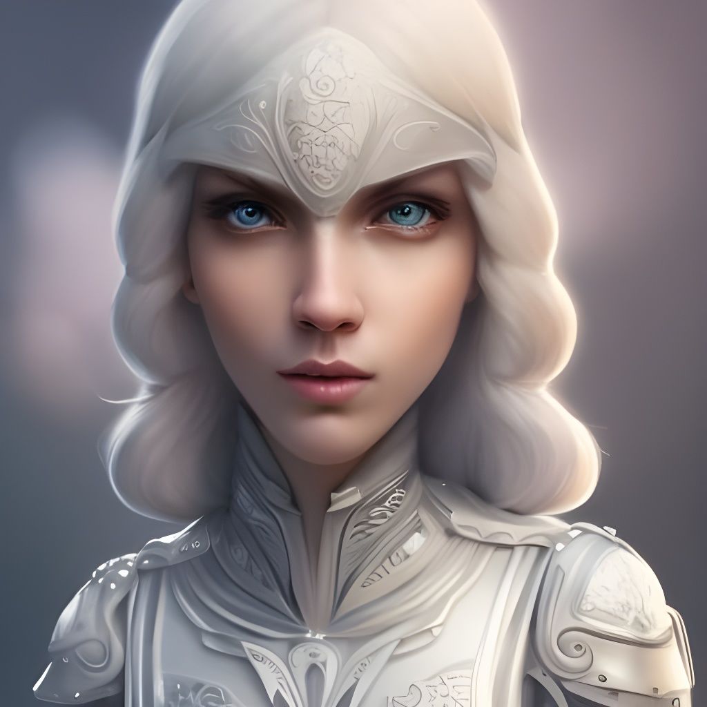 Armored Anthropomorphic Girl Portrait in Ornate Digital Art
