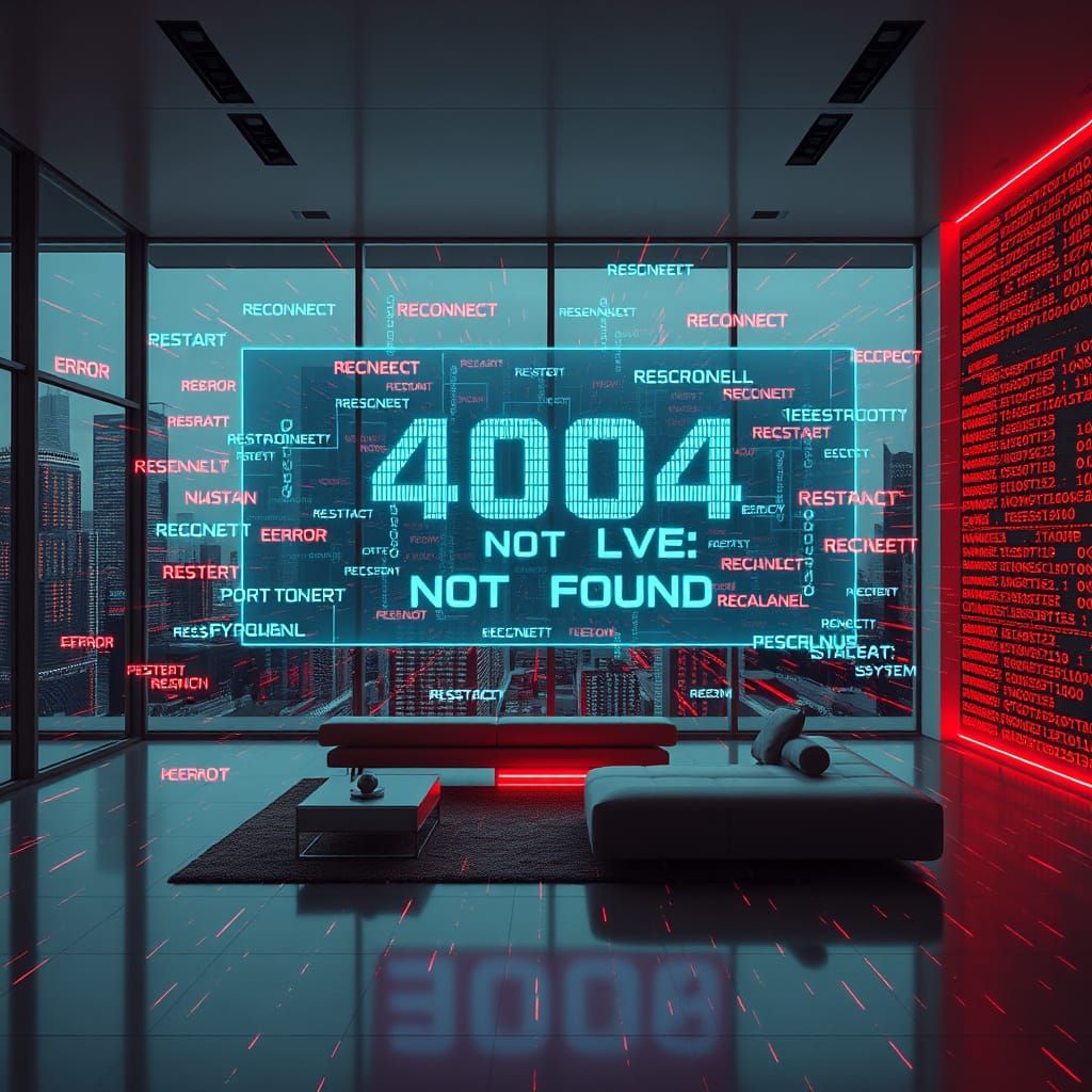 Futuristic Living Room in Digital Chaos