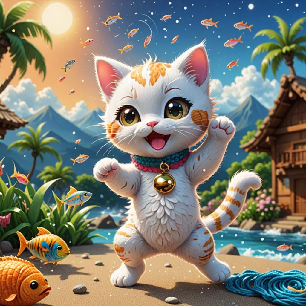 Kitty Paradise in Vibrant Anime Style