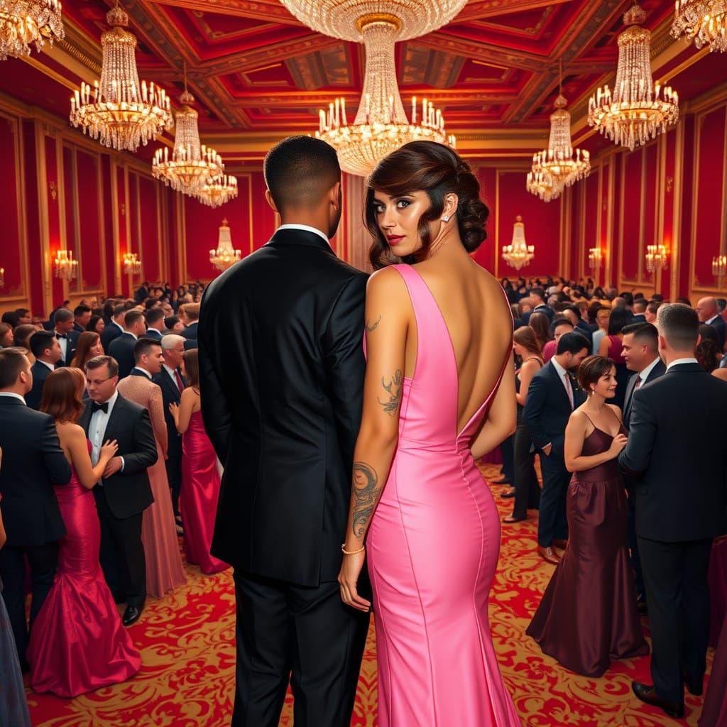 Glamorous Gala in Red and Gold Ballroom
