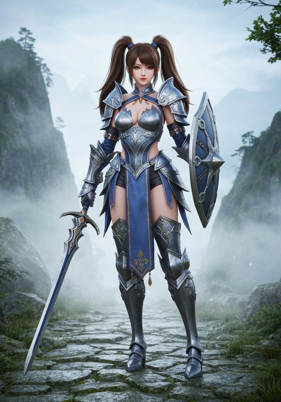 Fantasy Warrior in 3D Anime Style