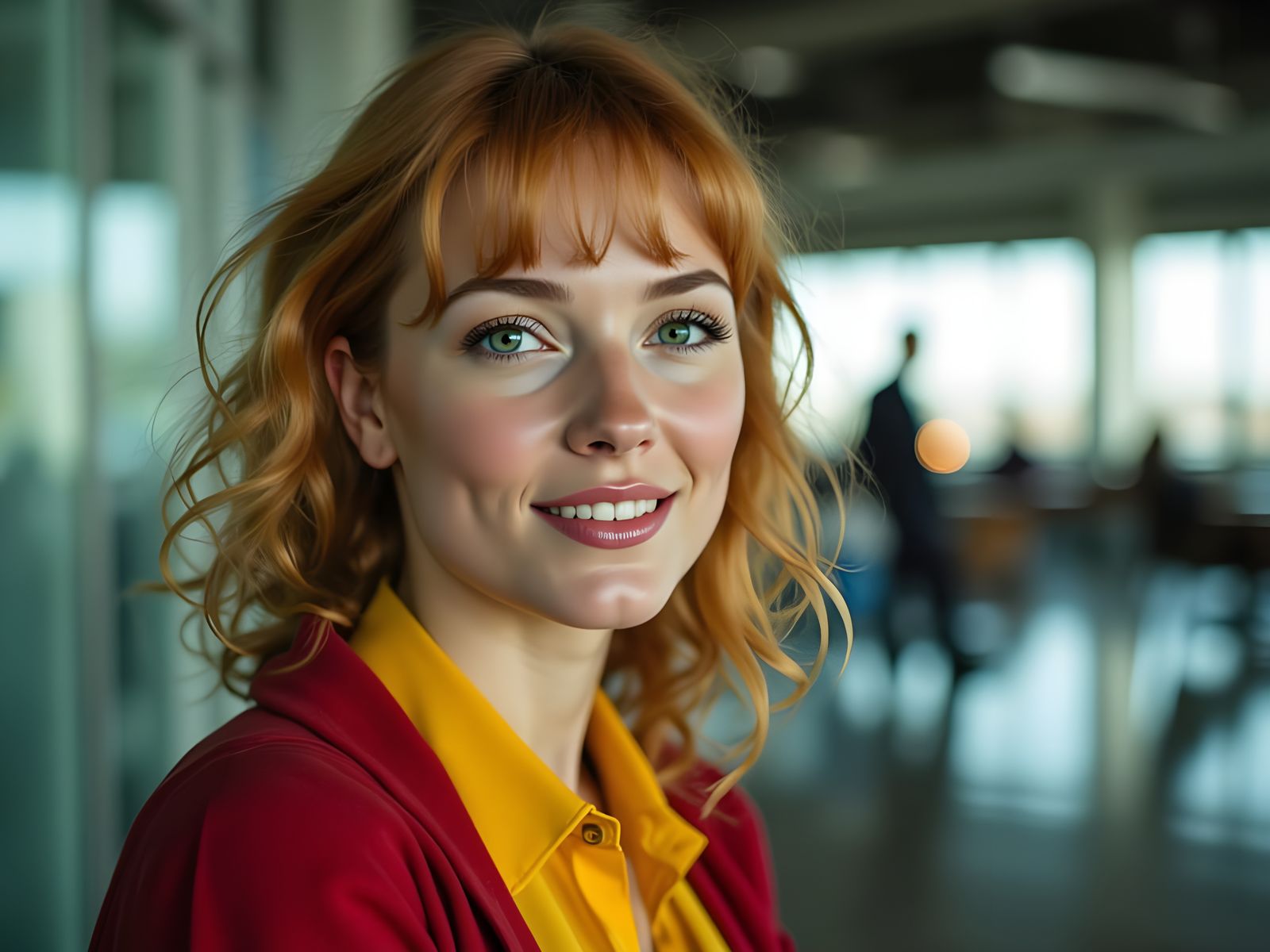 Vibrant Pin-Up Flight Attendant Portrait
