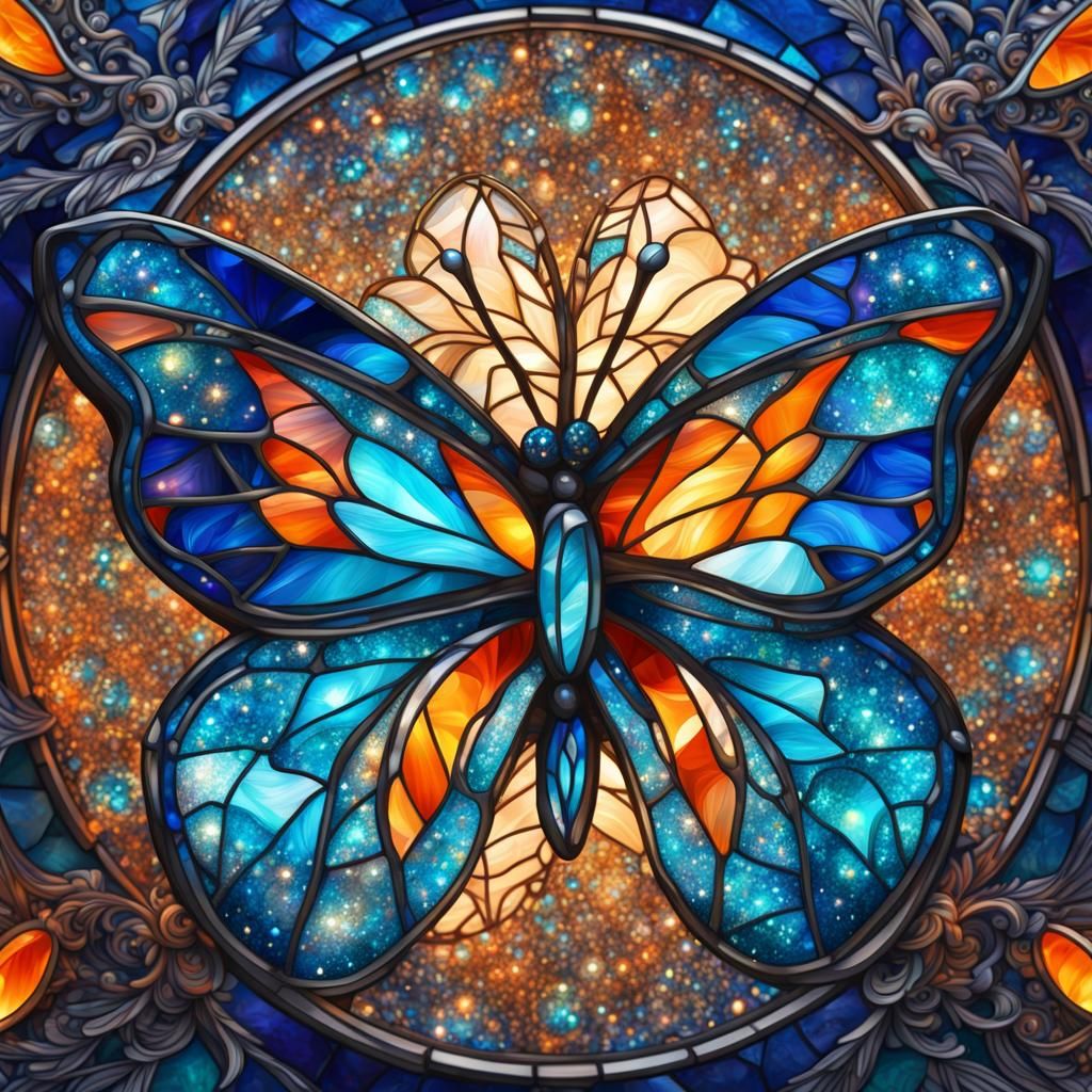 Stained Glass Crystal Butterfly in Tiffany Style