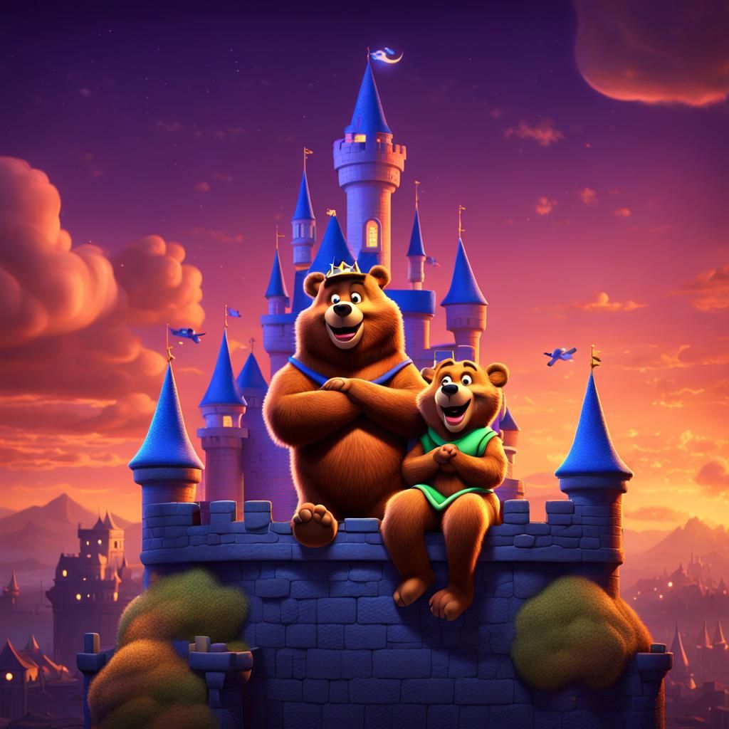 Prince Yogi Bear and Princess Cindy Bear: 3D Digital Art