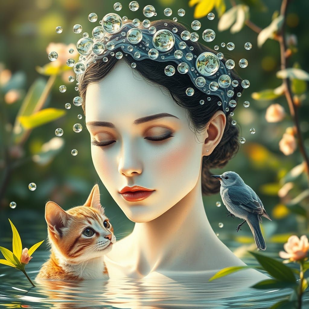 Serene Water Nymph in Dreamlike Realm