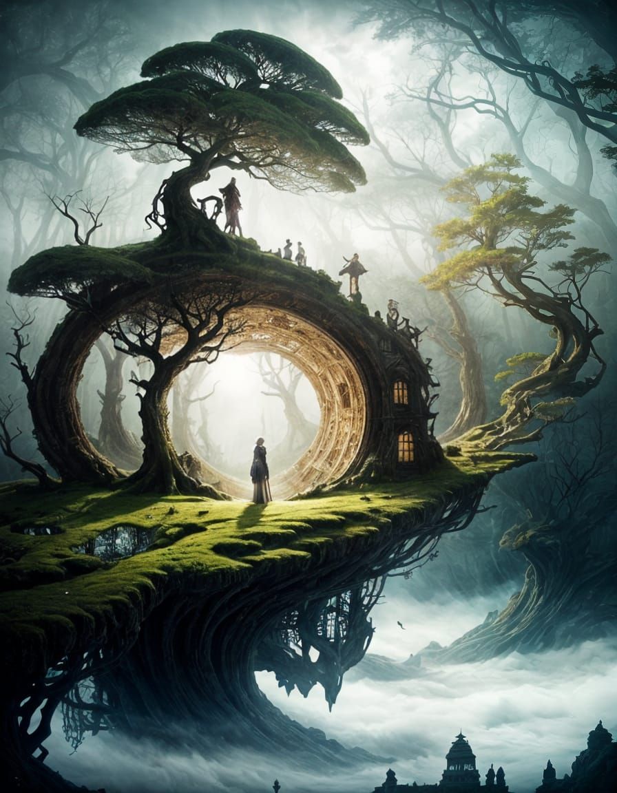 Surreal Stargate Shield with Cosmic Galaxy Dreamscape