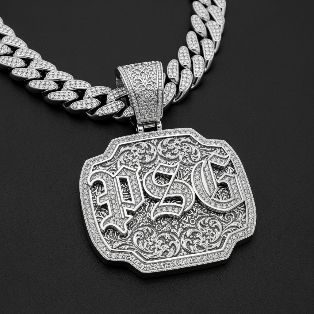 Iced Cuban Chain with 'PSG' Pendant in Old English