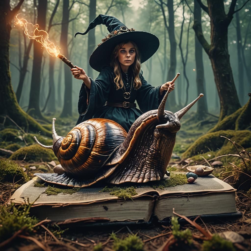 Snail Witch Casting Spells: Cinematic Film Still