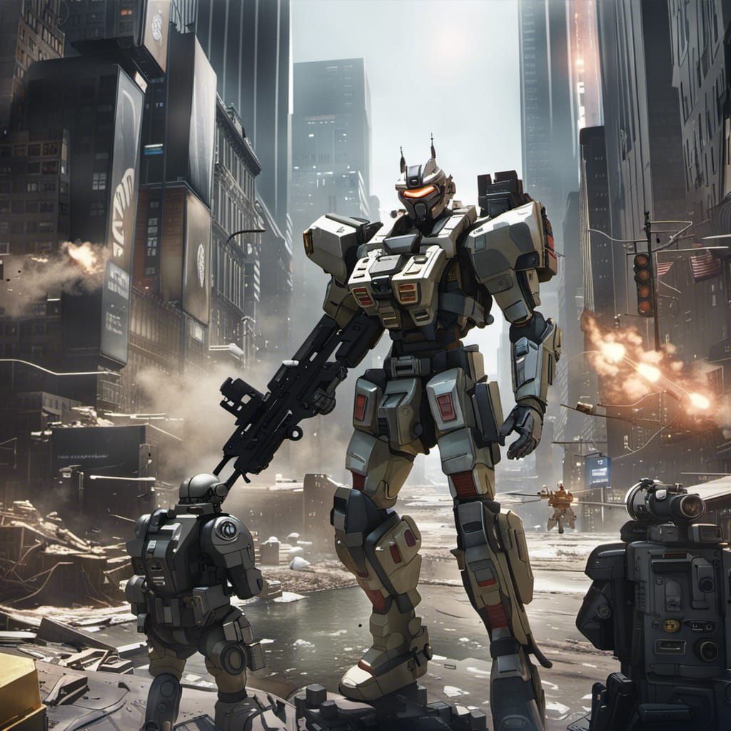 Mecha defending new York city