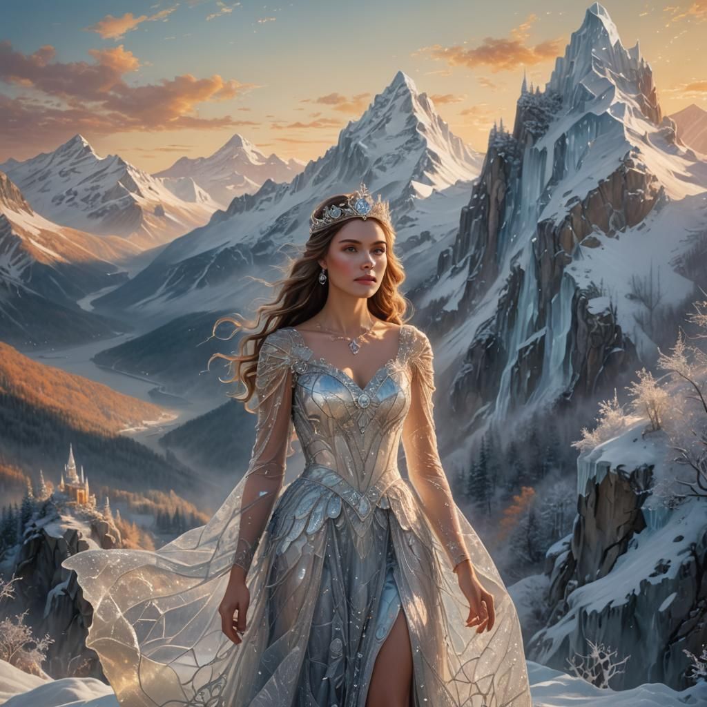 Ethereal Ice Queen in Golden Light