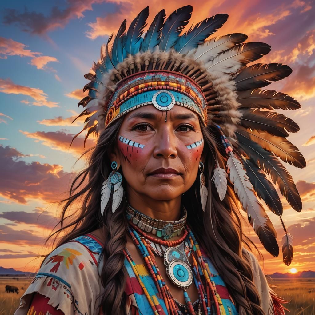 Native American Woman in Candyland Art Style