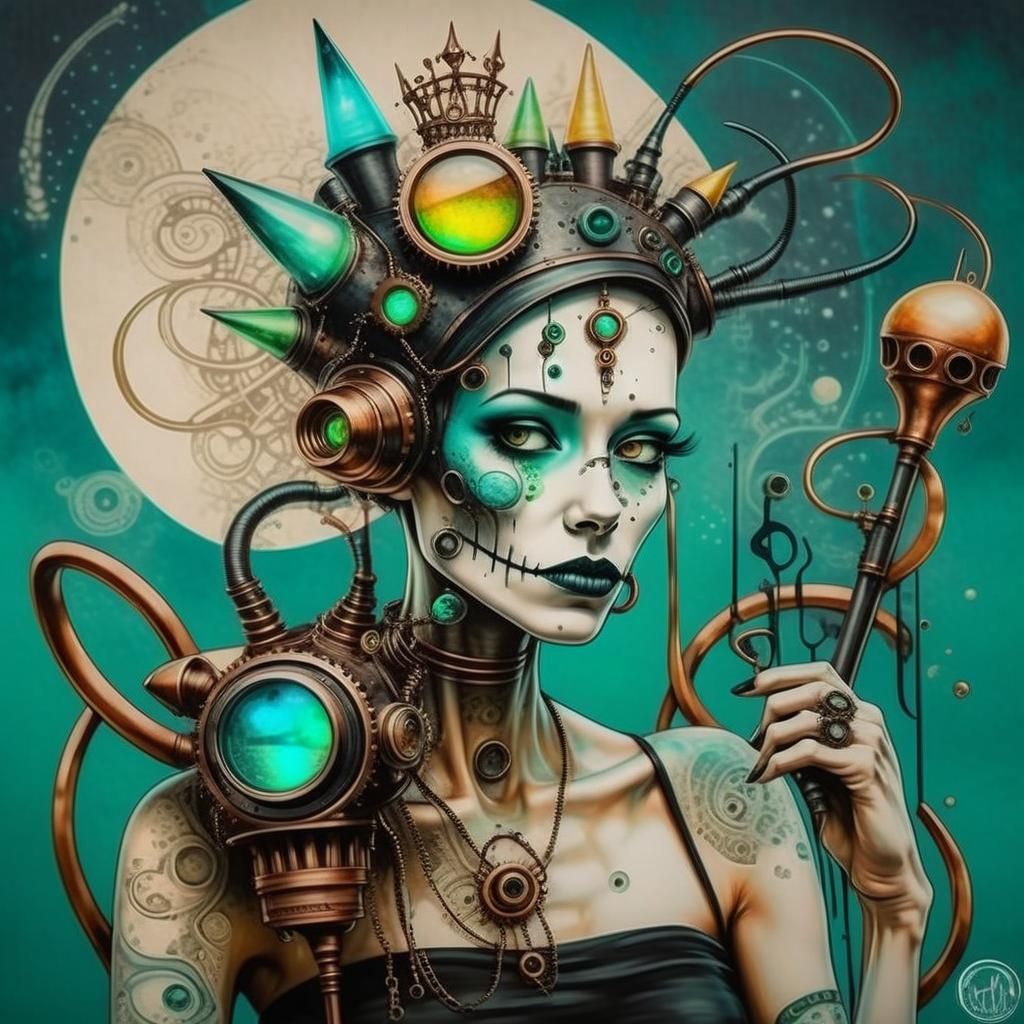 Steampunk Queen of Halogens in Googie Style