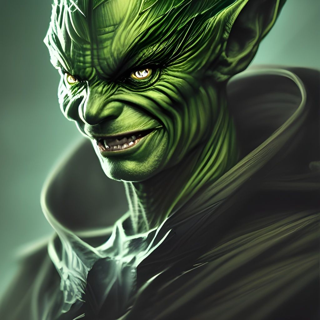 Intricate Green Goblin Portrait in Digital Illustration