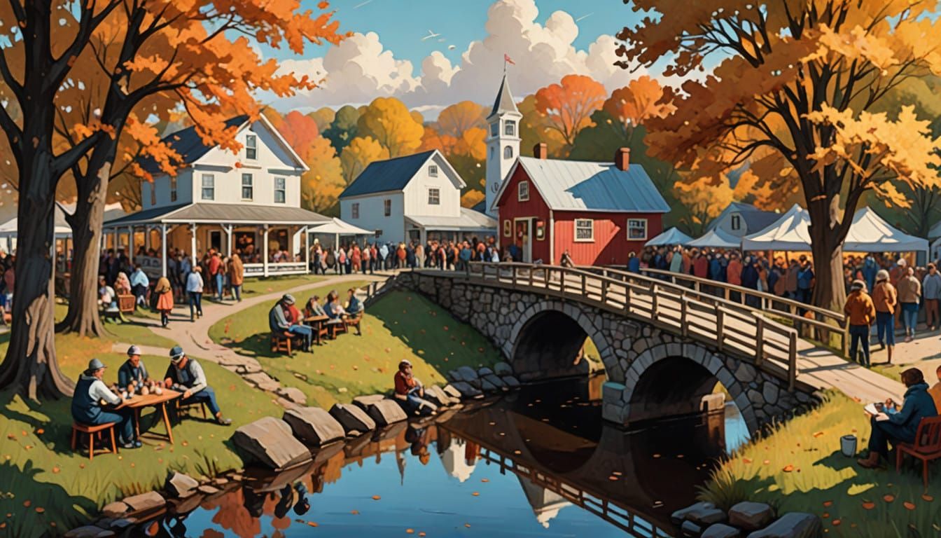 Autumn Festival in Bridgeville Delaware Folk Art Style