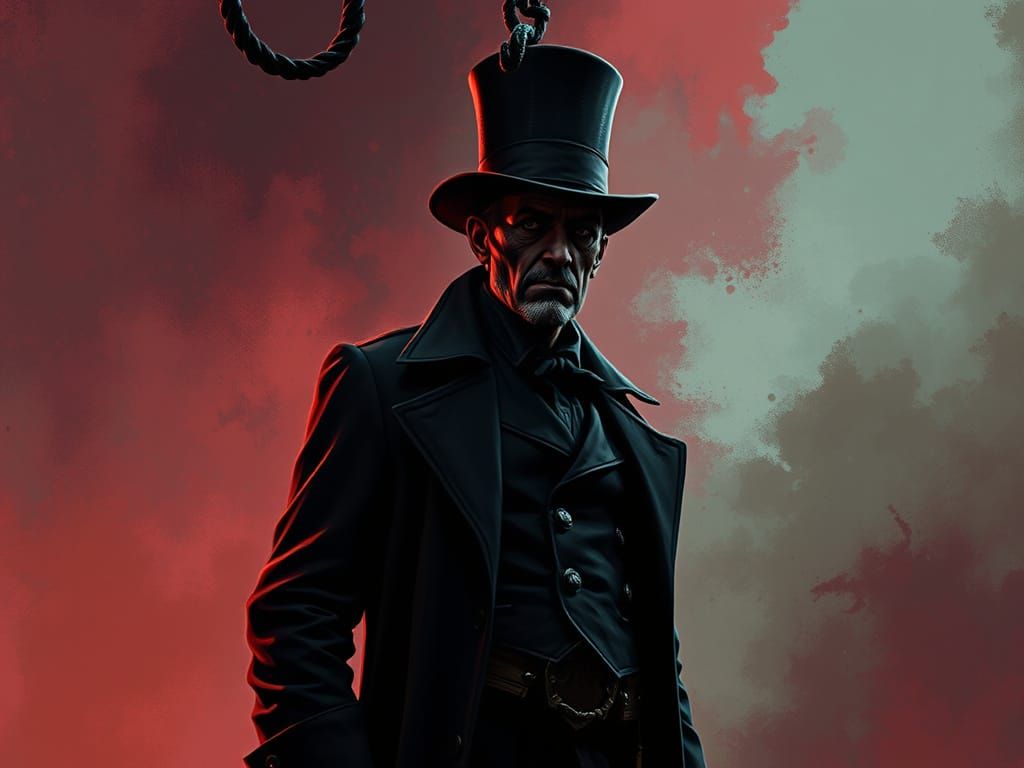 Hangman in Dystopian Sci-Fi Style with Top Hat