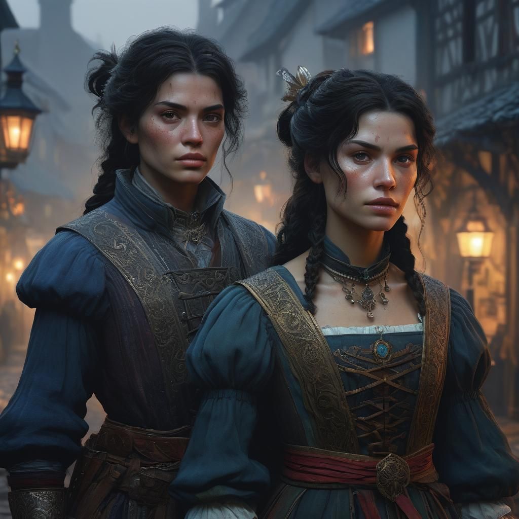 Slayers in Misty Village: Artgerm and Rutkowski Style