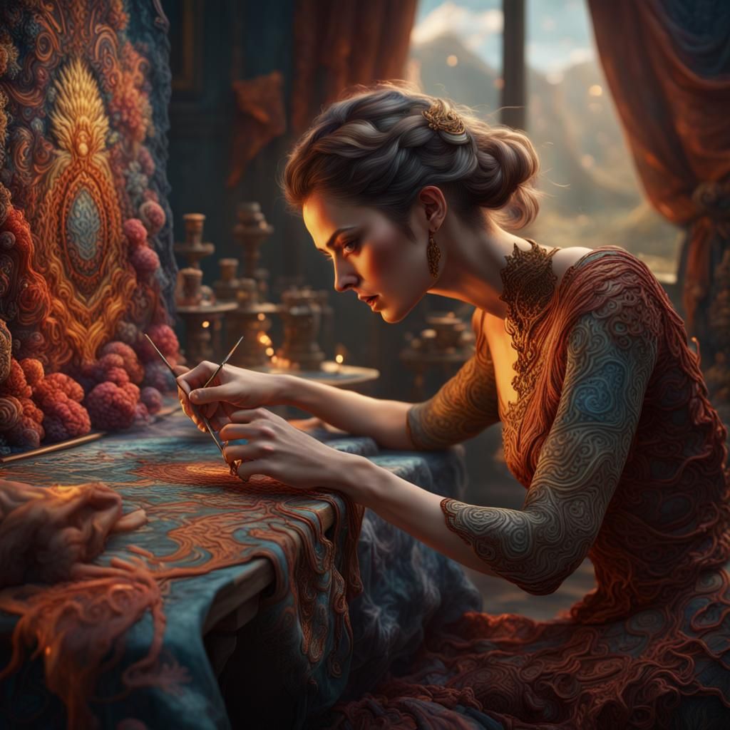 Woman Elemental Creates Intricate Embroidery Art