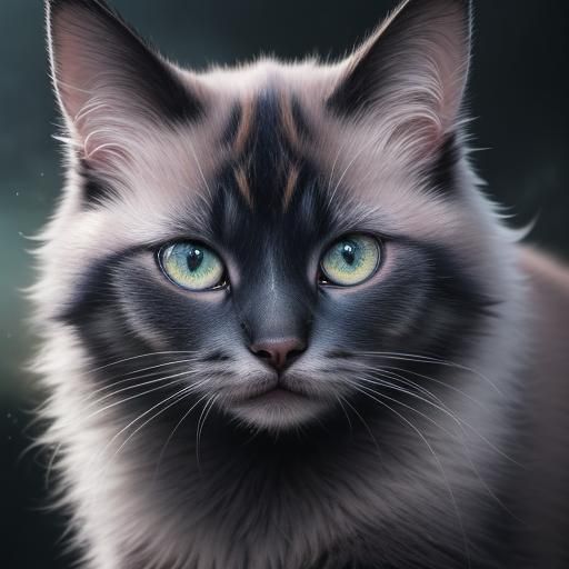 Hyperrealistic Siamese Kitten in Splash Art Style