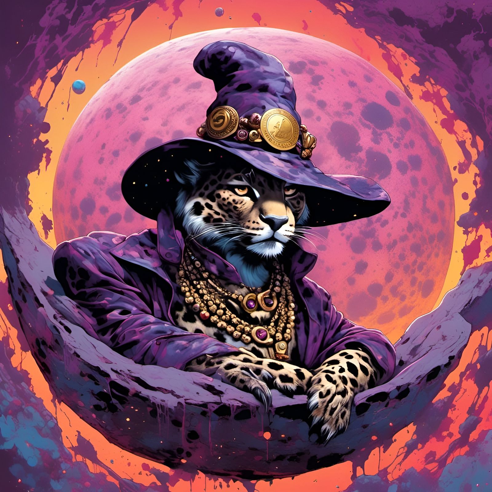 Leopard Humanoid in Sci-Fi Alien Landscape