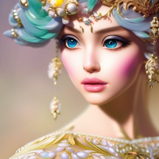 Candy Punk Cupcake Portrait in Digital Art Style