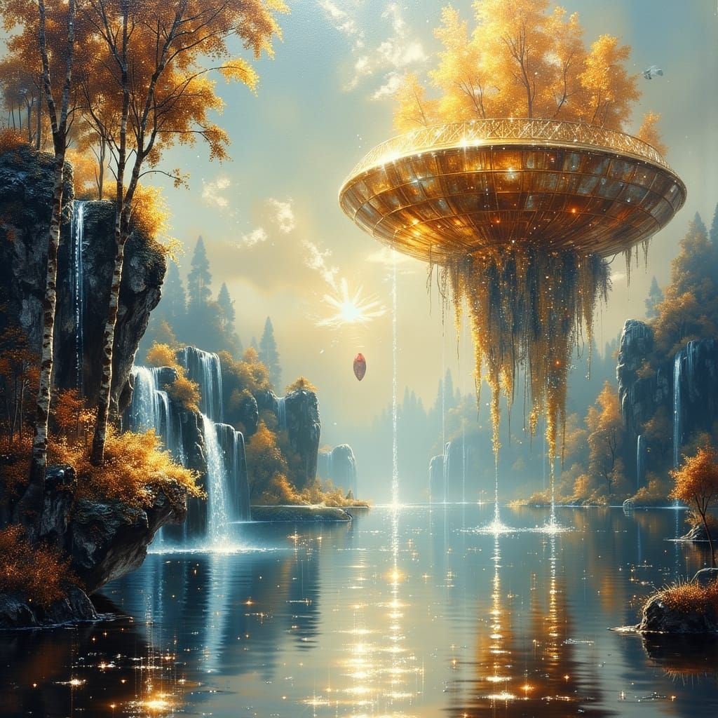 Floating Islands Symbolizing Higher Existence