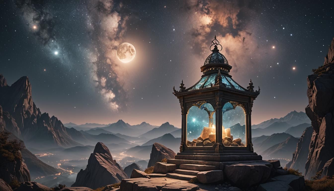Nebula Lantern on Mountain Altar