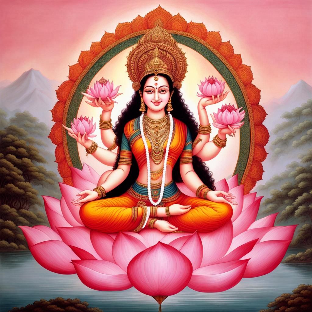 Gayatri: Hindu Goddess of Wealth in Digital Art