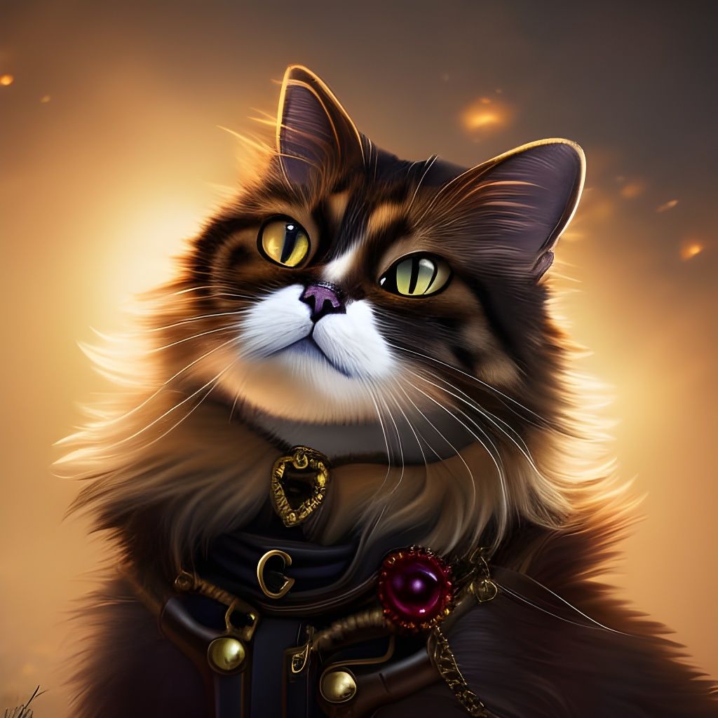 Steampunk Cat Portrait in 8K Resolution