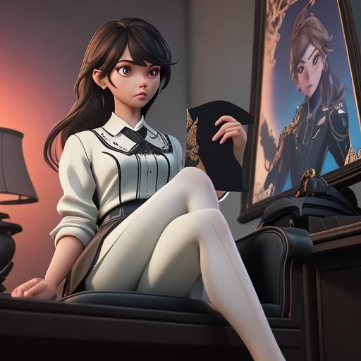Elegant Secretary in Exquisite Office: 8K Render