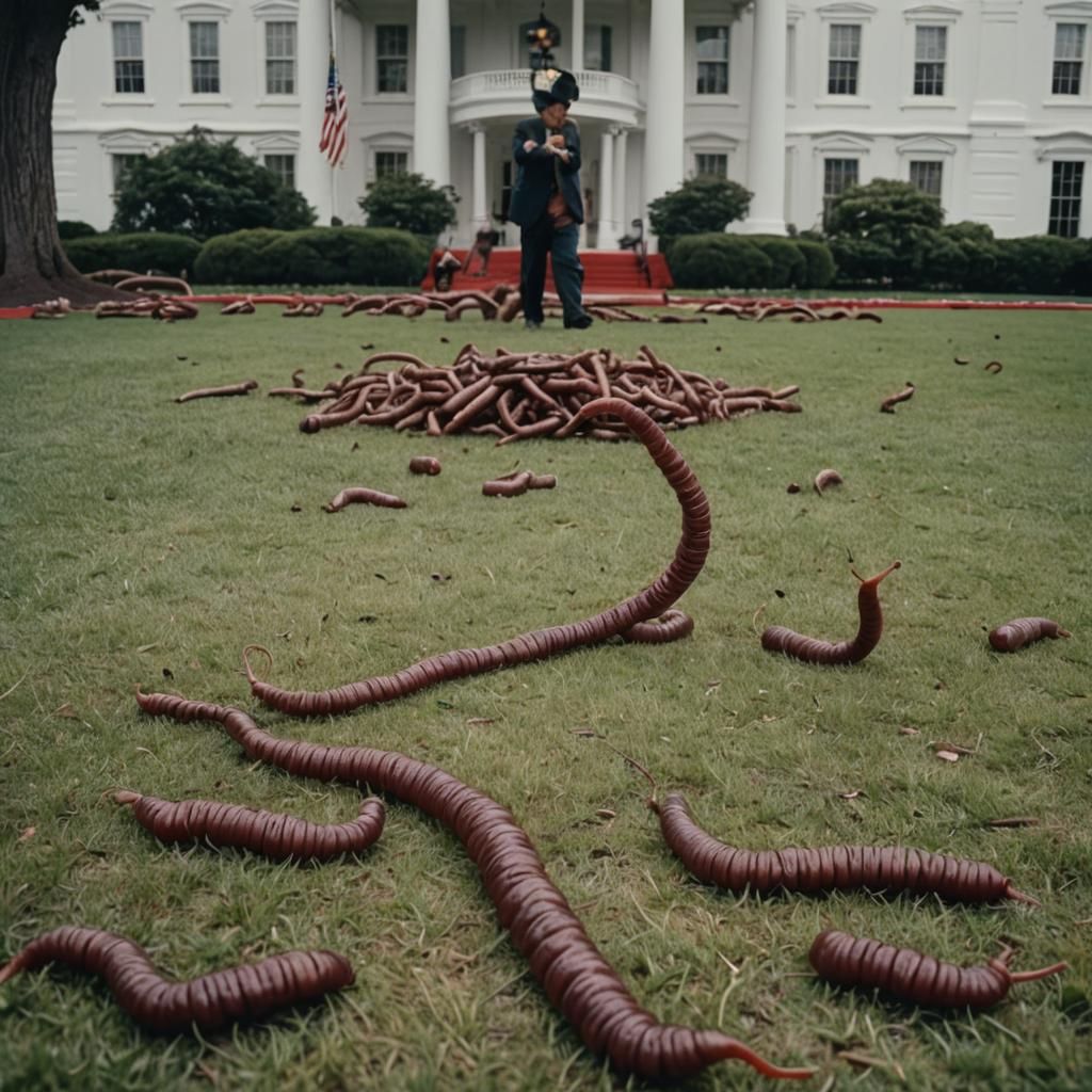 Giant Earthworms Play Croquet: Cinematic Film Still