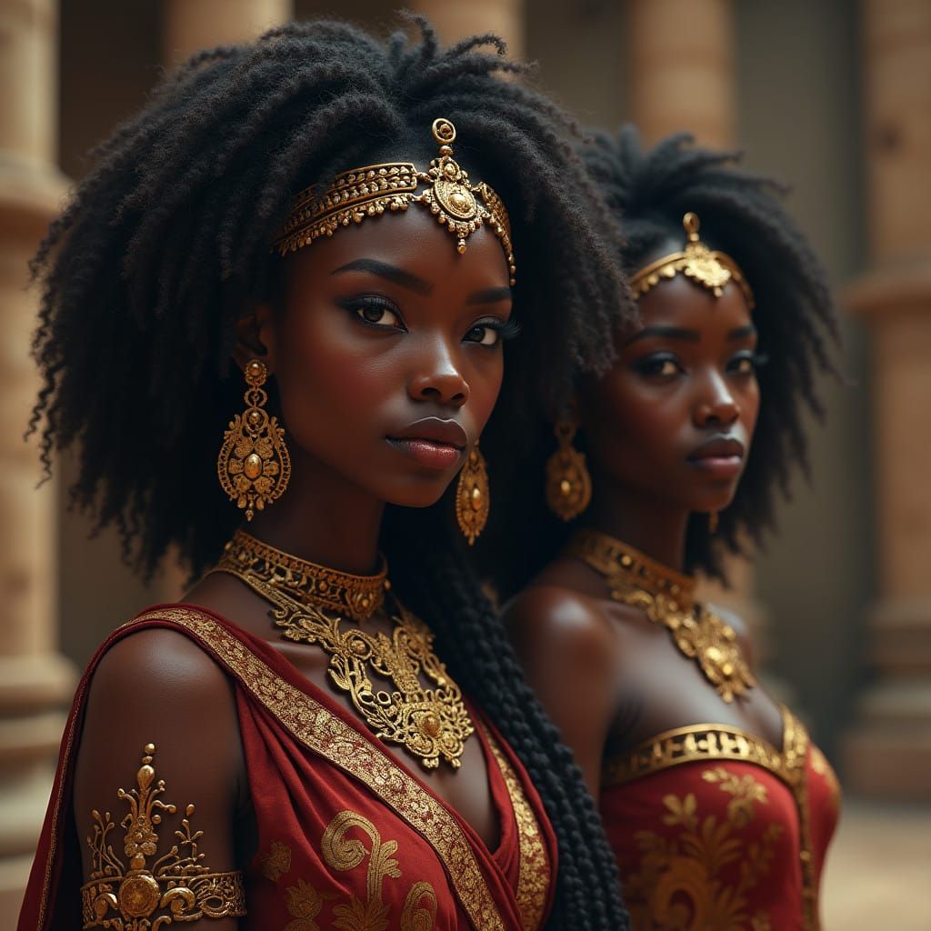Dark-Skinned Black Women in Ancient Mystical Architecture