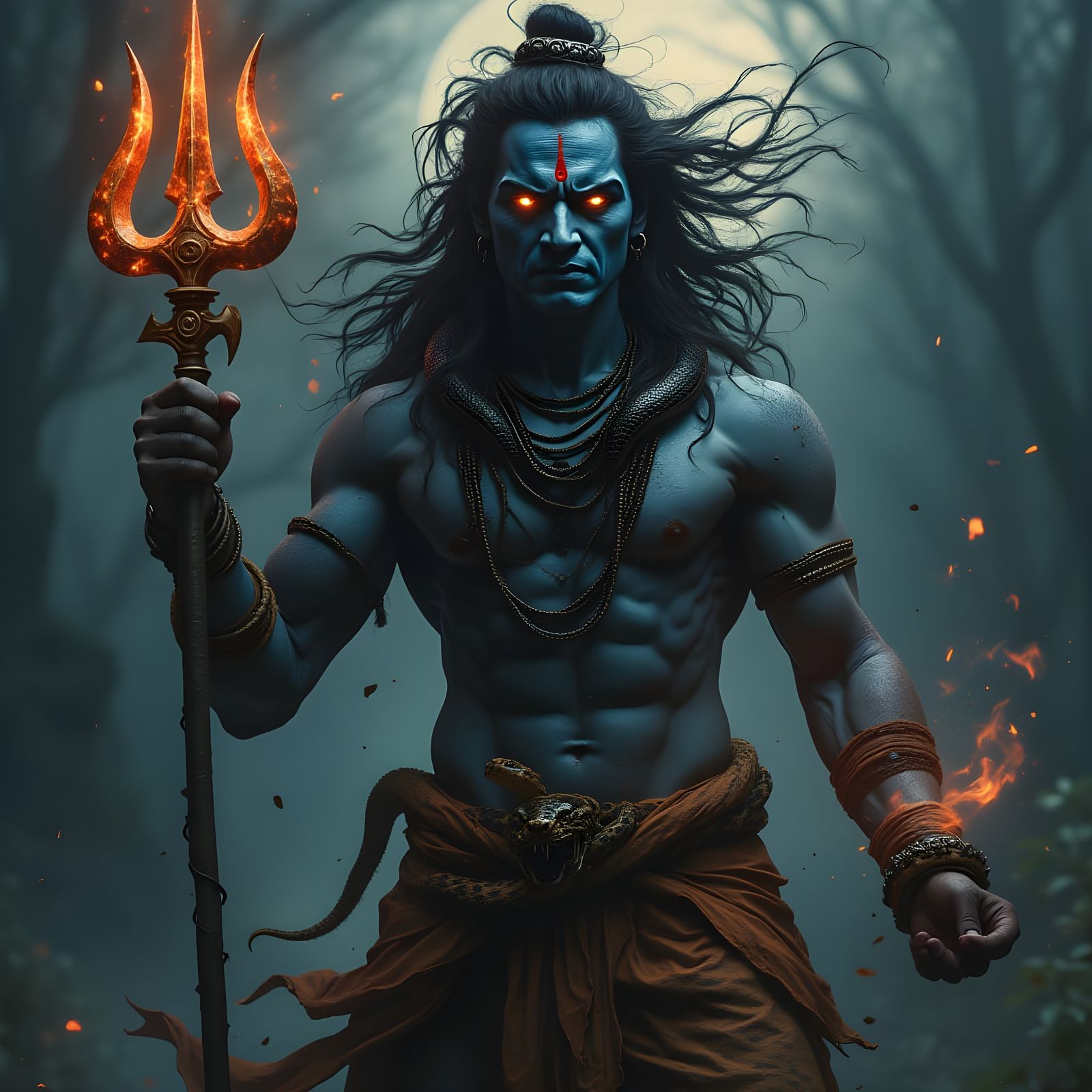 Fiery God of Destruction: Lord Shiva Unleashes Fury