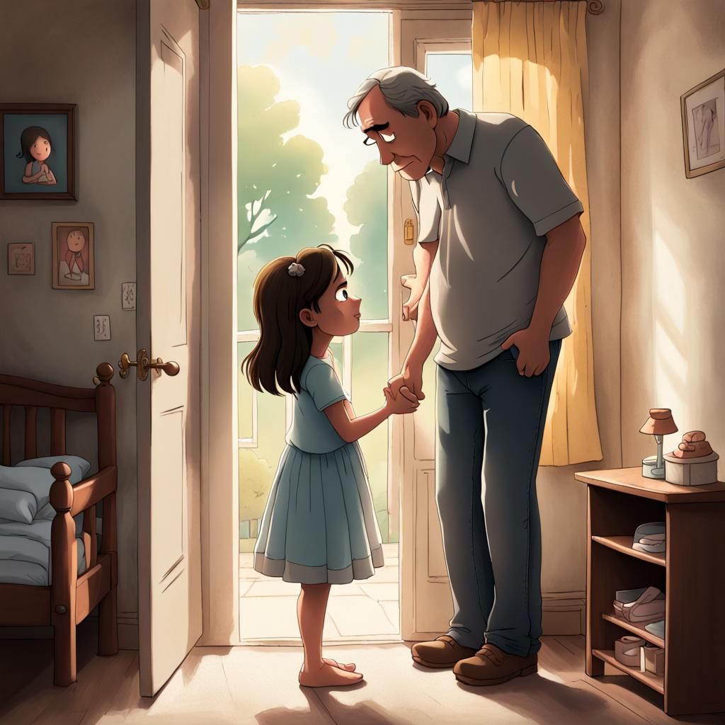 Cartoon of Absent Father's Love for Daughter