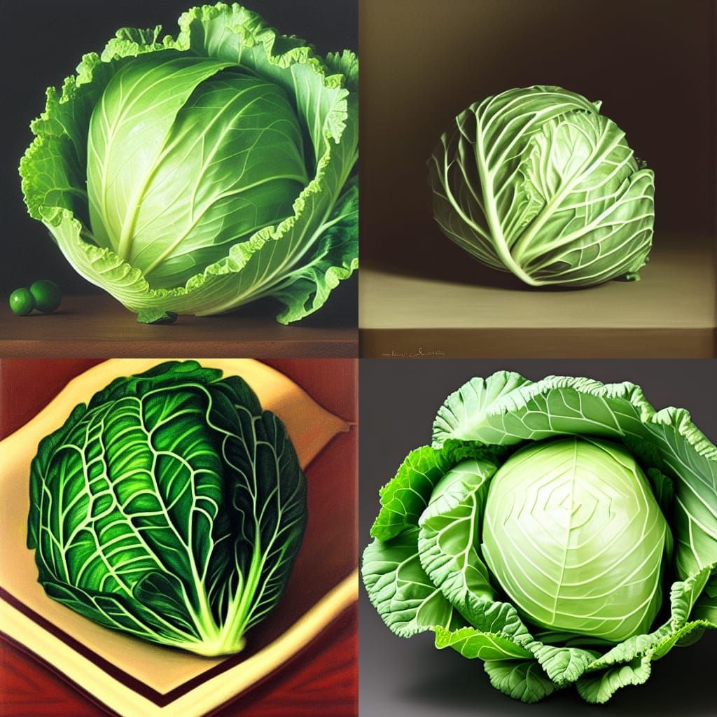 Elegant Cabbage Portrait with Eyes