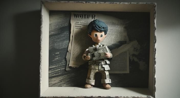 Whimsical Newspaper Boy: A Cinematic Still