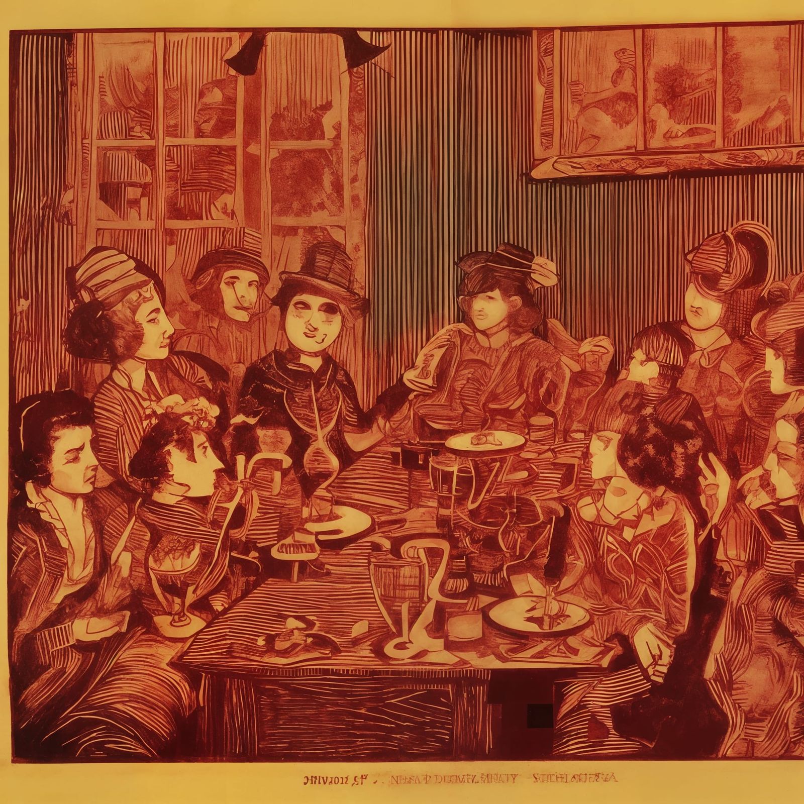 Woodcut print in colour. 1890s