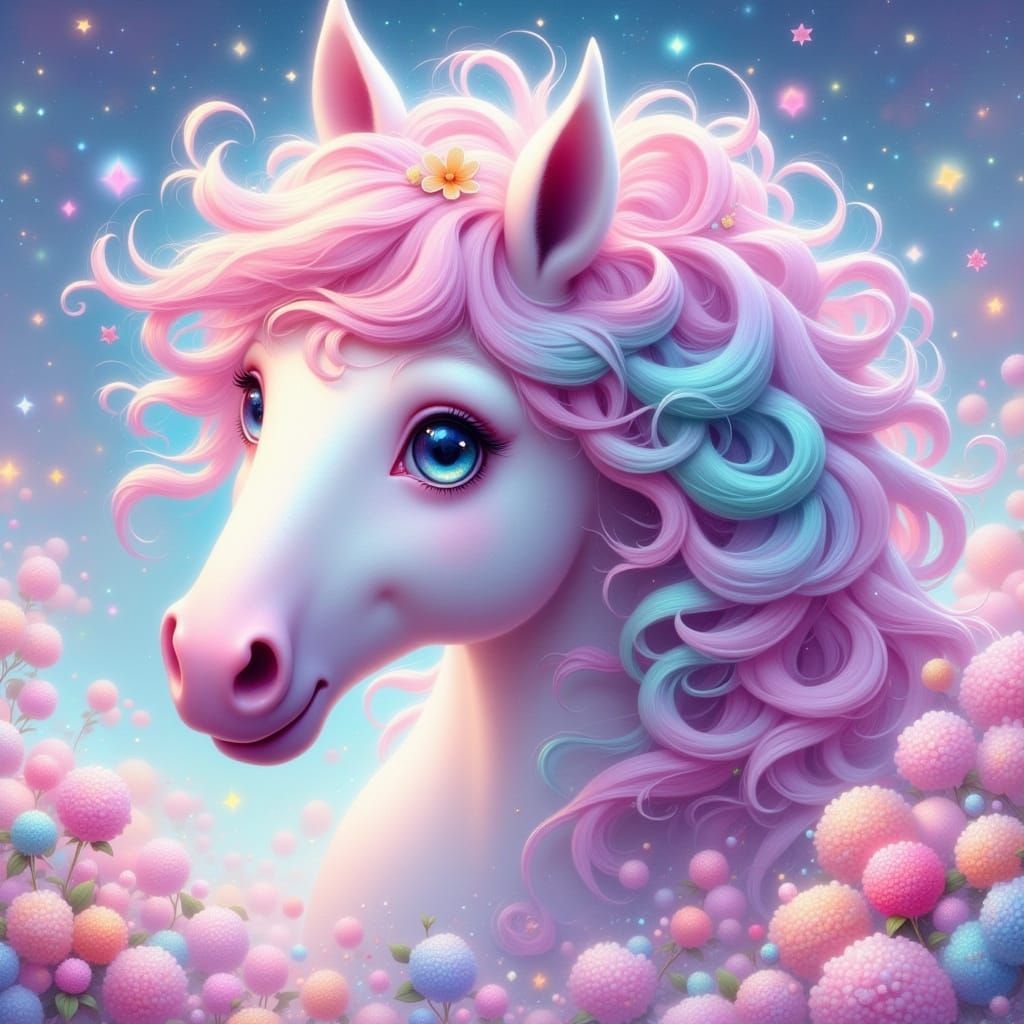 Vibrant Ice Cream Horse in Whimsical Fantasy Art