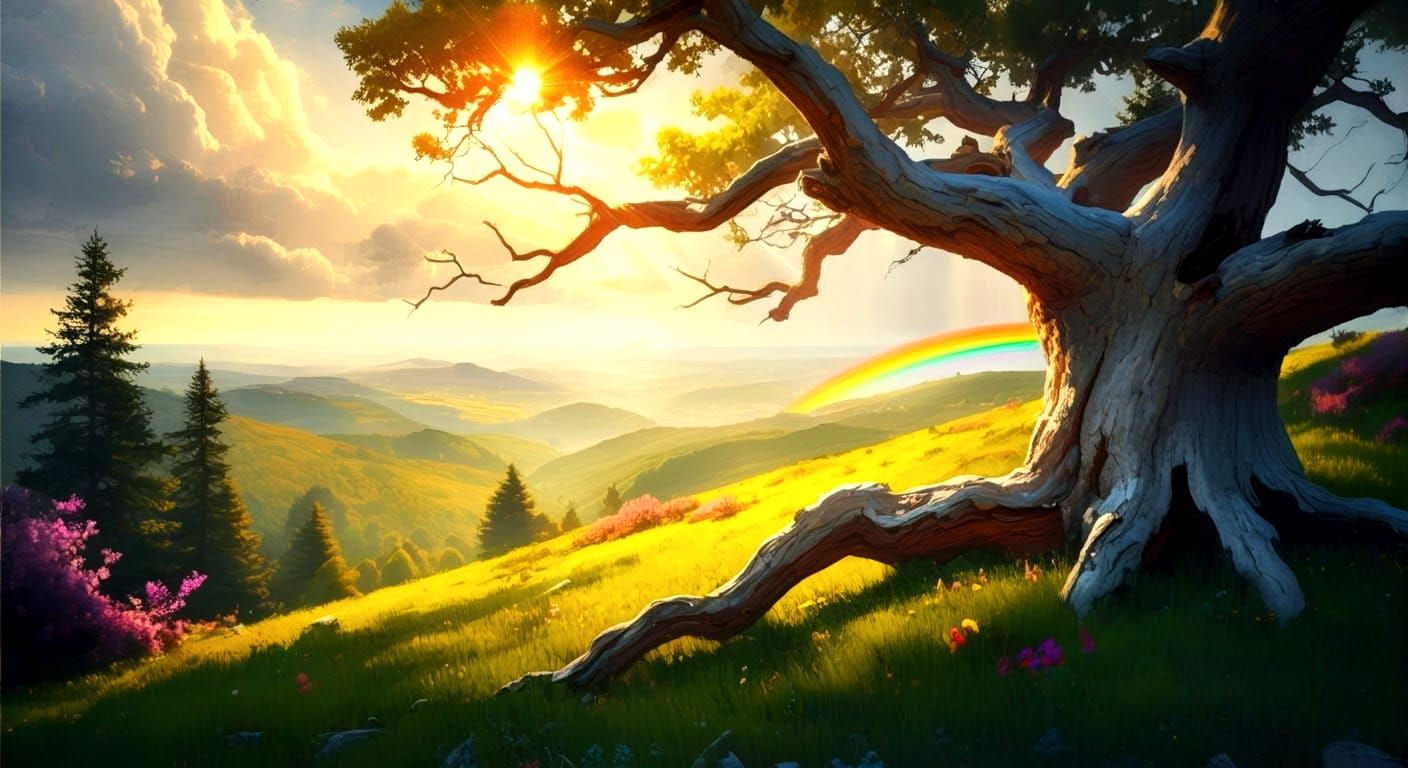 Heavenly Sun Rays Through Clouds as Graffiti Art