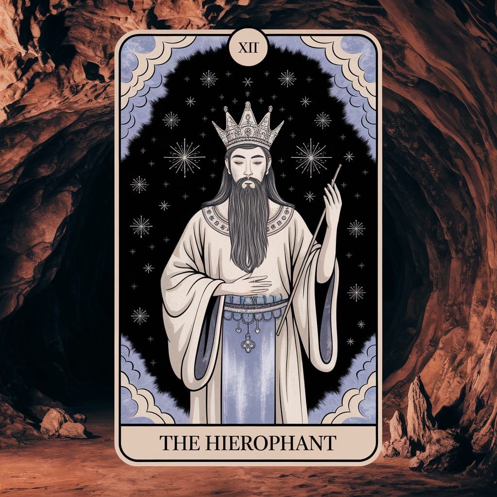 The Hierophant in Enchanted Chinese Ink Painting