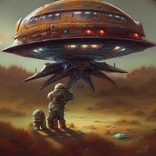 Grandchildren's Space Adventure: Hyperrealistic Digital Art