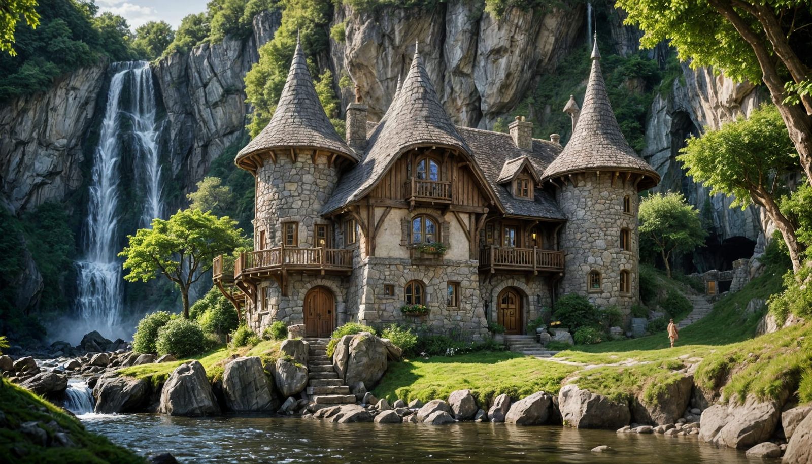 Elven Castle Cottage Amidst Waterfall Cliffs