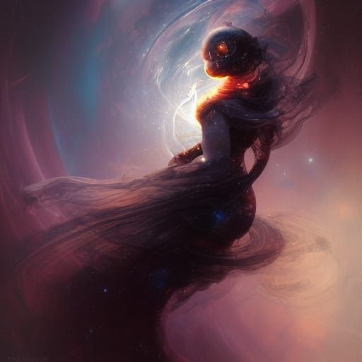 Intricate Oil Painting of a Black Hole in Space