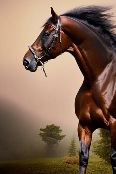 Realistic Horse Portrait in Classical Style