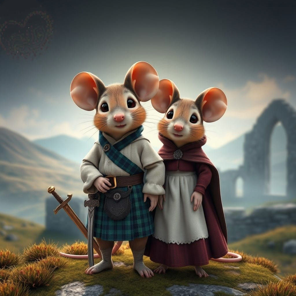 Ancient Scotland Mice in Highlander Attire